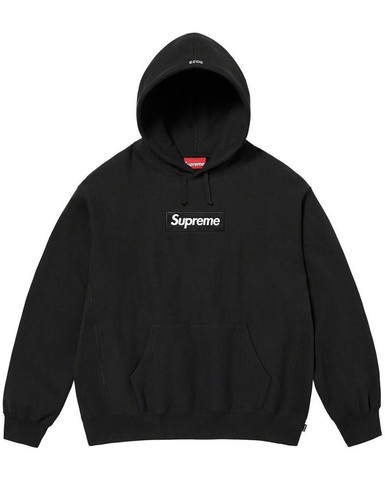 Felpa con cappuccio con logo scatola nera Supreme taglia L Fw23 a mano pronta per la spedizione