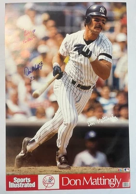 Póster autografiado por Don Mattingly Yankees 23x35 Sports Illustrated JSA Foto 1 de 4