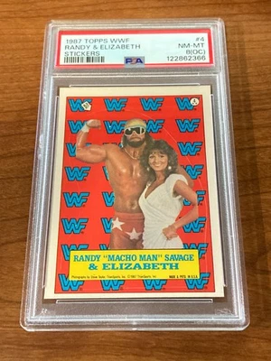 Randy Macho Man Savage and & Elizabeth 1987 WWF Topps Clasificado PSA CASI NUEVO-COMO NUEVO Foto 1 de 4