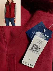 Chaps Women’s L Beacon Hill Faux Suede Sherpa Lined Vest Red Full Zip NWT $130 - Picture 1 of 4