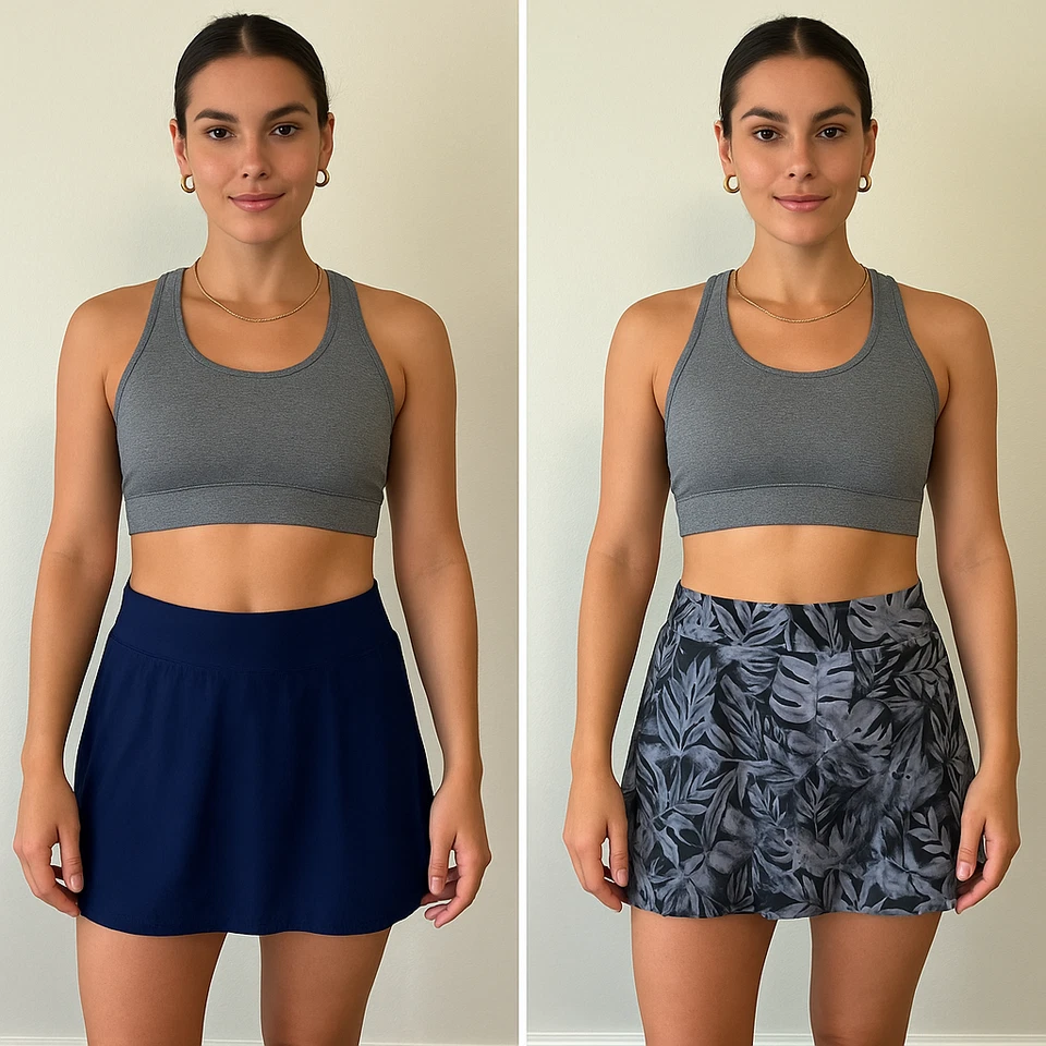 Lot of 2 Women’s Athletic Skirts / Swim Skorts – Size XL & 16 – Navy + Tropical - Image 1 of 4