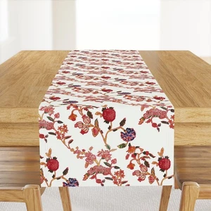 Botantical Floral Leaves Red And Yellow Flower Leaves Printed Table Runner - Picture 1 of 5