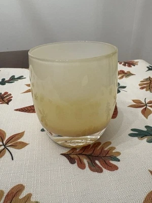 Candelabro votivo Glassybaby Angel amarillo/blanco #0355 pre-triskelion Foto 1 de 4