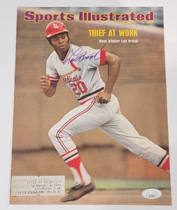 1974 LOU BROCK signierter Sport Illustrierter Einband-HOF-CUBS-ST. LOUIS CARDINALS-JSA - Bild 1 von 6