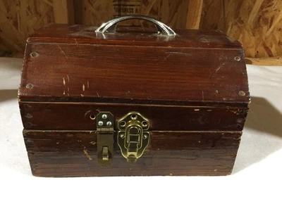 Cerraduras dobles de cofre miniatura de colección hechas a mano 10" X 7" Foto 1 de 4