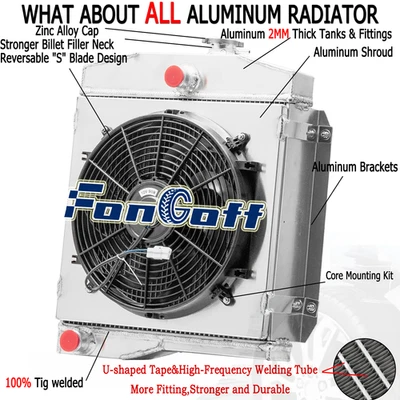 Fit 1959-1971 Jeep CJ3 CJ5 CJ6 2.2L 3.7L 4.2L&5.0L MT 4 Row Radiator+Shroud Fan Foto 1 de 4