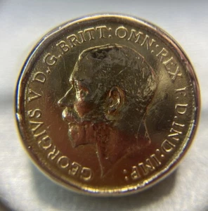 22k Sovereign Gold Coin Great Britain King George V GEORGIVS Coin 18k Ring 7 1/4 - Picture 1 of 22