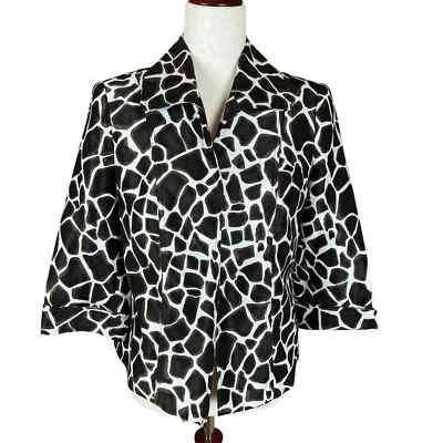 INVESTMENTS PETITE GIRAFFE PRINT 3/4 SLEEVE BLAZER JACKET SZ 6P - Image 1 of 4