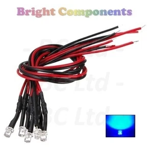 10 x Pre-Wired Blue LED 3mm Flat Top : 9V ~ 12V : UK Seller - Picture 1 of 1