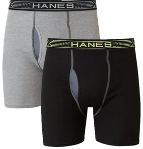 2 NUEVOS pares de calzoncillos boxer sin etiquetas Hanes X-Temp ropa interior 1 negro 1 gris talla S - Imagen 1 de 12