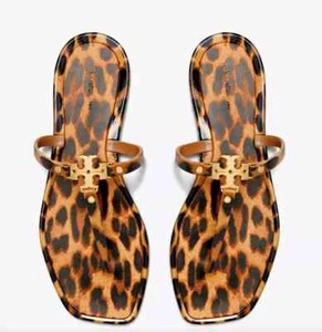 TORY BURCH ROXANNE JELLY SANDAL CLASSIC LEOPARD/ GOLD SIZE 7 - Picture 1 of 13