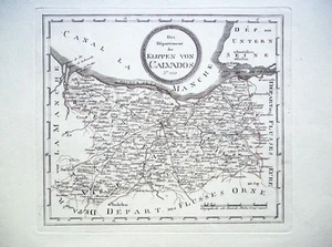 Alte CALVADOS KARTE, 1792 ATLAS F. REILLY, 18. Jahrhundert Karte Frankreich Gravuren - Bild 1 von 2