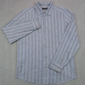 Jhane Barnes Shirt Mens Large Gray Blue Woven Silk Blend Long Sleeve Casual Soft - Picture 1 of 11