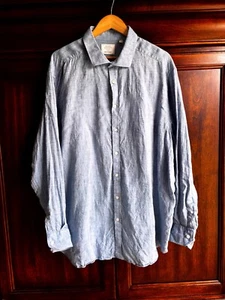 Baird McNutt Murano Shirt 2XB Blue Linen Chambray Collared Slim Fit Button-Up - Picture 1 of 7