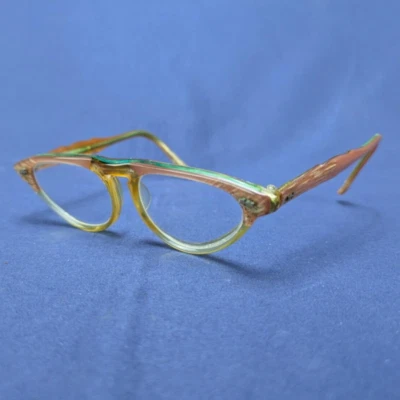 Gafas con borde de cuerno estilo ojo de gato artesanal vintage con marco iridiscente - años 50 Foto 1 de 4