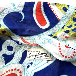 Vintage Psychedelic Robe+Blue Rhinestone Buttons Saybury Womens House Coat/Dress - Picture 1 of 8