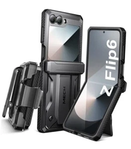 for Z Flip 6 Case with Kickstand & Belt-Clip, [Hinge Protection Black - Zdjęcie 1 z 7