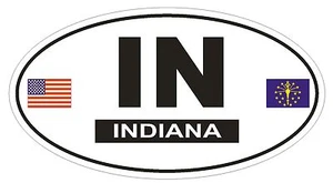 IN Indiana Oval Bumper Sticker or Helmet Sticker D800 Euro Oval with Flags - Picture 1 of 1