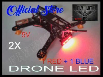 LED DRONE BAR FRONT & BACK 3LED ON MOUNT BLACK PLA 3D PRINTED 4" BK/RED WIRE-DIY - Image 1 of 4