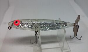 Vintage L&S MirrOlure Clear Silver Flake 4 1/4" Floater Topwater/Surface Lure