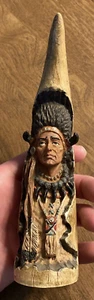 Vintage Native American Figurine Carved Out of Resin Faux Horn Decor Display C26 - Picture 1 of 22
