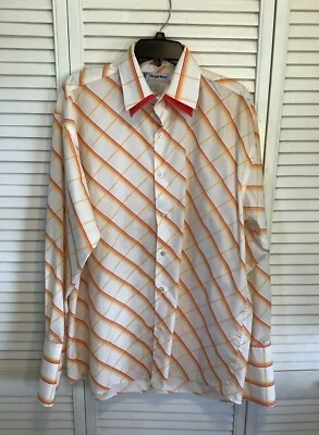 Camisa De Colección Años 70 Disco Con Botones Para Hombres L Cuello Punta Patrón Rockabilly Foto 1 de 4