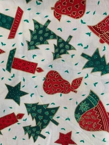 “‘Tis The season” By Joann Fabric Christmas Trees Pears Red/Green 2 Yards - Picture 1 of 3