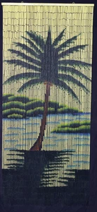 Natural Bamboo Beaded Curtain Palm Tree Beads Window Doors Room Divider Screen