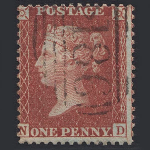 I47 GB QV 1855 1d RED BROWN PLATE 31 ND SG29 FU DUBLIN (186) C8 - Picture 1 of 2