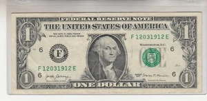 2017 (F) $1 One Dollar Bill Federal Reserve Note Atlanta Fancy Date 12/03/1912 - Picture 1 of 2