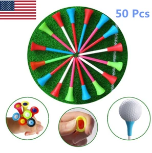 50 Pcs Plastic Golf Tees With Rubber Cushion Top 83 mm Multi Color High Quality - Picture 1 of 6