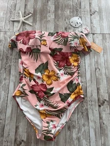 Kona Sol Neckholder Badeanzug Pink/Pfirsich Tropical Einteiler Gr. XL Neu mit Etikett Swimsuit - Bild 1 von 4