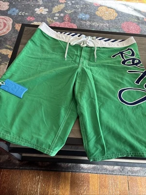 VTG Roxy Board Shorts Y2K Surf Swim Trunks Women’s  Size 11 Green Navy EUC - Image 1 of 4