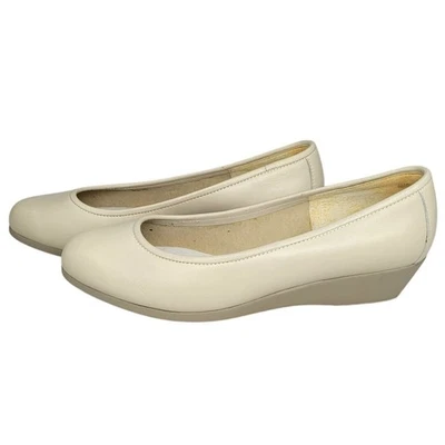 Zapatos Rockport Lexington Crema Cuero Blanco Ballet Cuña Tacón Cómodo S-7.5 Foto 1 de 4