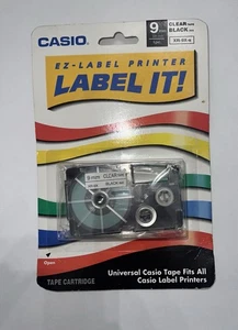 Casio EZ Label Printer Label It ! XR-9x-S 9MM 3/8” Clear Tape Black Ink 1 Pc. - Picture 1 of 2