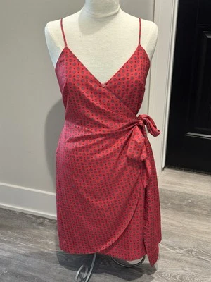 J. Vestido envolvente Crew rojo estampado de bloques floral con tiras para mujer talla 6 NUEVO ~ por favor leer Foto 1 de 4