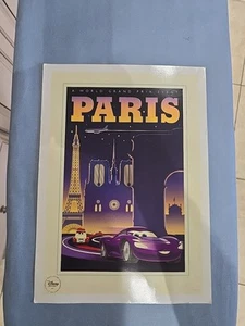 Disney Store Exclusive Lithograph Cars World Grand Prix Event Paris 10x14" 2011 - Picture 1 of 3