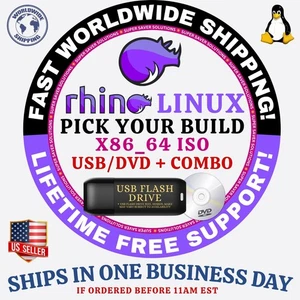 RhinoLinux LINUX OS | GENERATIC ISO | DVD, USB, COMBOS | FAST SHIPPING - Picture 1 of 8