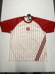 Vintage Adidas 2006 World Cup Denmark Red & White Striped Training Jersey - Picture 1 of 10