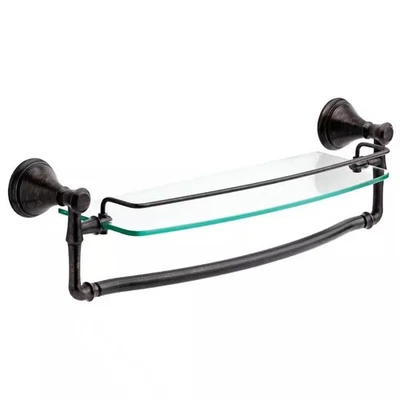 Prateleira de vidro Delta Cassidy 79710-RB 18 polegadas 18” com barra de toalha em bronze veneziano - Imagem 1 de 4