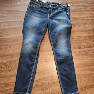 Pantalones de mezclilla plateados Suki nuevos con etiquetas medianos súper ajustados para mujer talla 18/L31 azul súper elásticos - Imagen 1 de 17