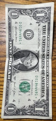 Dollar Bill Star Note D 01944491 - Image 1 of 3