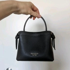 NWT Kate Spade KD067 Knott Pebbled Leather Mini Crossbody Tote Black - Picture 1 of 2