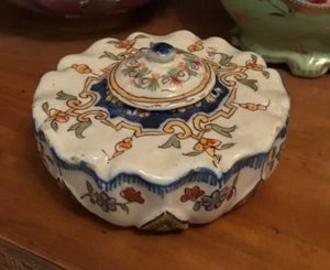 Lovely Antique Rouen France Decor Riche Faience Jar - Picture 1 of 15