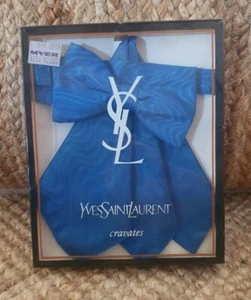 Yves Saint Laurent 'Cravates' Blue Tie Vintage Rare Myer Boxed Business Cocktail - Picture 1 of 7