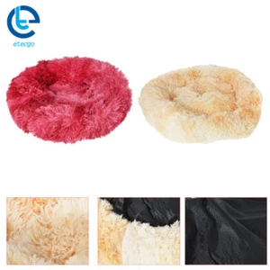 Plush Pet Bed Calming Donut Dog Cat Bed Fluffy Soft Warm Calming Cushion Bed Mat - Picture 1 of 13
