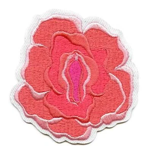 Pink Genitalia Flower Patch Pretty Anatomy Floral Embroidered Iron On Patch - Picture 1 of 2
