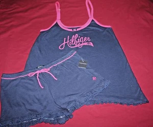 NUEVO TOMMY HILFIGER PEQUEÑO CORTO Y CAMISETA SIN MANGAS CONJUNTO DE PIJAMA ROPA DE DORMIR SUAVE CÓMODO PJ  - Imagen 1 de 8