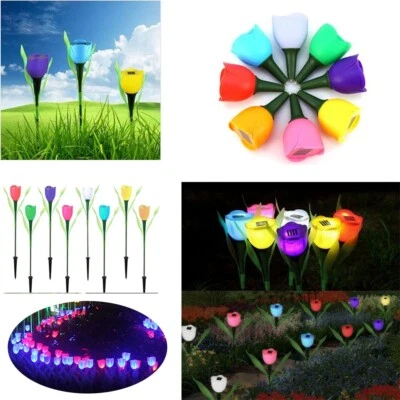Waterproof Solar LED Light Tulip Flower Outdoor Garden Yard Path Lawn Decor ERM - Image 1 of 4
