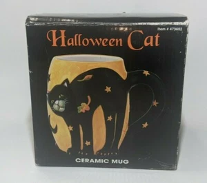 Vintage Susan Winget Ceramic Halloween 22oz Mug Black Cat Horror Halloween w Box - Picture 1 of 10